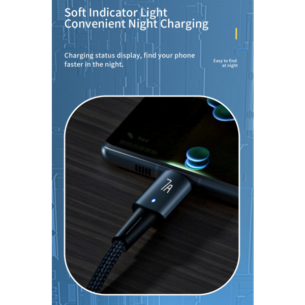 Фото - Кабель синхронізації даних Essager Type-C 7A USB 1m Blue (EXC7A-CG03-P)