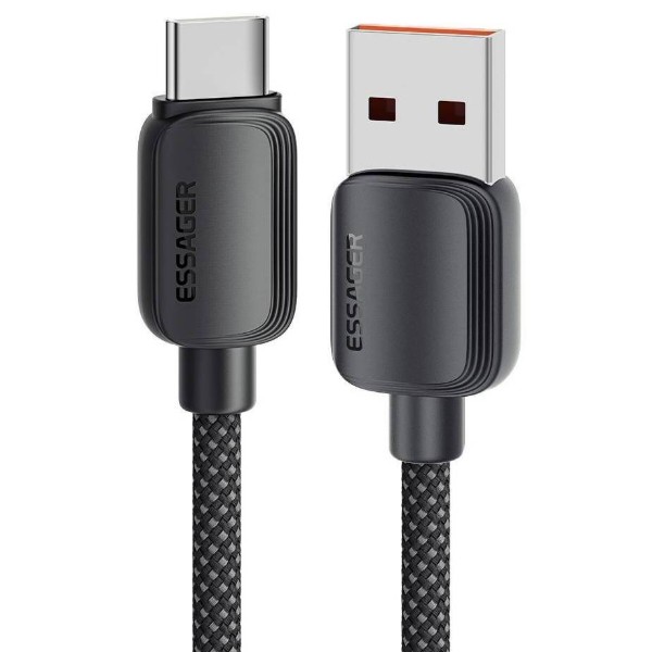 Фото - Кабель Essager Breeze USB Cable USB-A to Type C 2m Black 100W (EXC7A-WLA01-P)