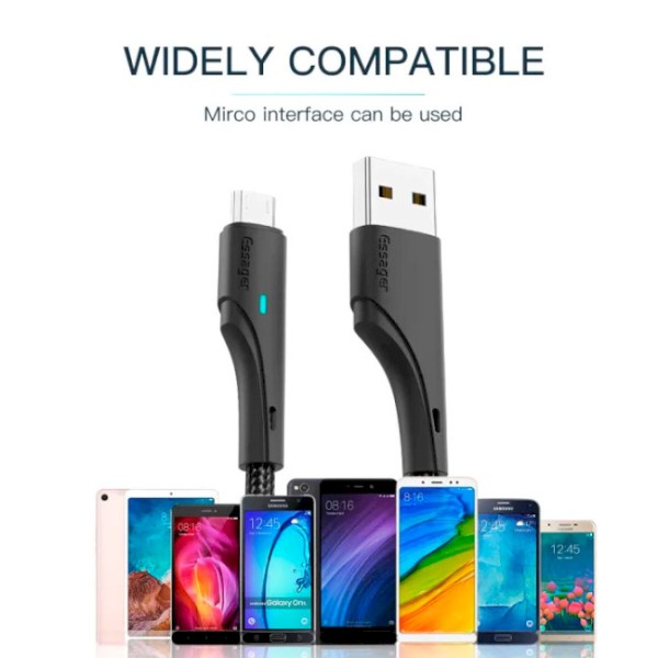 Фото - Кабель Essager Rousseau 3A Fast Charging USB Micro Cable 1m Black (EXCM-LS01)