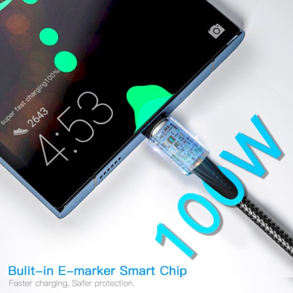 Фото - Кабель Essager Sunset 100W USB charging&amp;data cable Type-C to Type-C 2m Black (EXCTT1-CGA01)