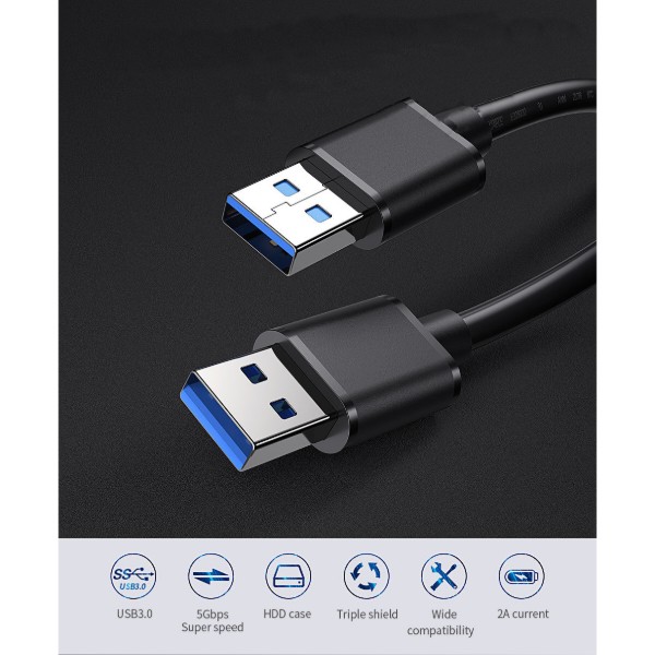 Фото - Кабель USB type A - USB type A Essager USB Extension USB 3.0 Male to Male 5Gbps speed 0.5m Black (EXCAA-YTB01)