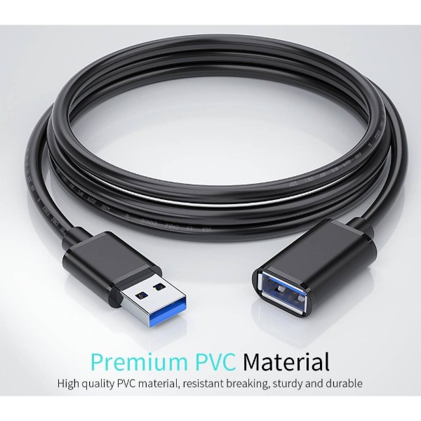Фото - Кабель USB type A - USB type A Essager USB Extension Cable USB 3.0 Male to Female 2M (EXCAM-YTC01)