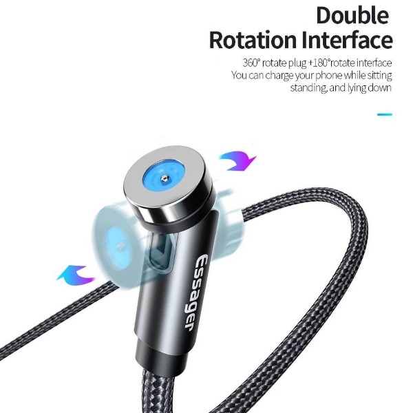 Фото - Кабель Essager Victron 540 Rotate Magnetic USB Cable Micro 1M Black (EXCCXM-WC0G)