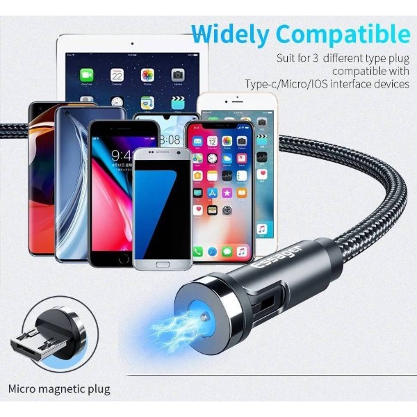 Фото - Кабель Essager Victron 540 Rotate Magnetic USB Cable Micro 1M Black (EXCCXM-WC0G)