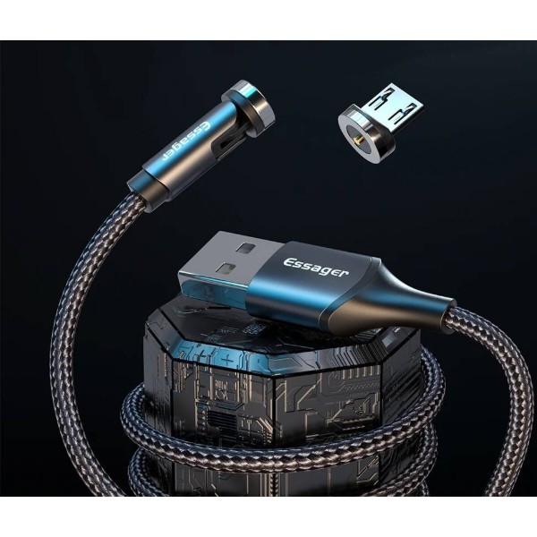 Фото - Кабель Essager Victron 540 Rotate Magnetic USB Cable Micro 1M Black (EXCCXM-WC0G)