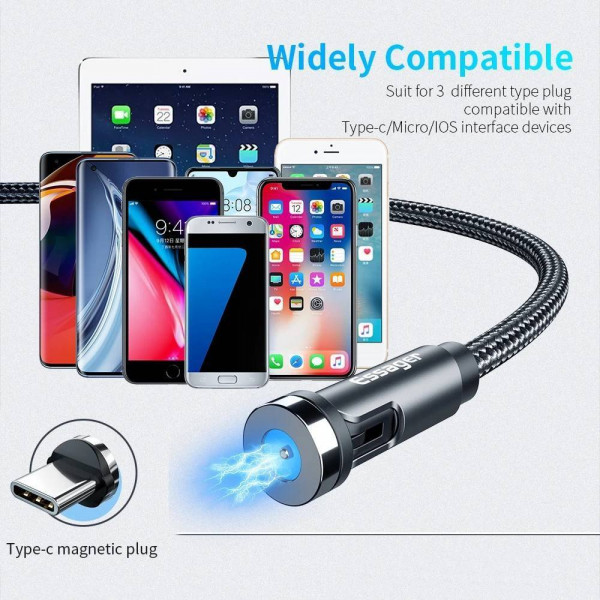 Фото - Кабель синхронізації даних Essager Victron 540 Rotate Magnetic USB TypeC 1m Black (EXCCXT-WC0G)
