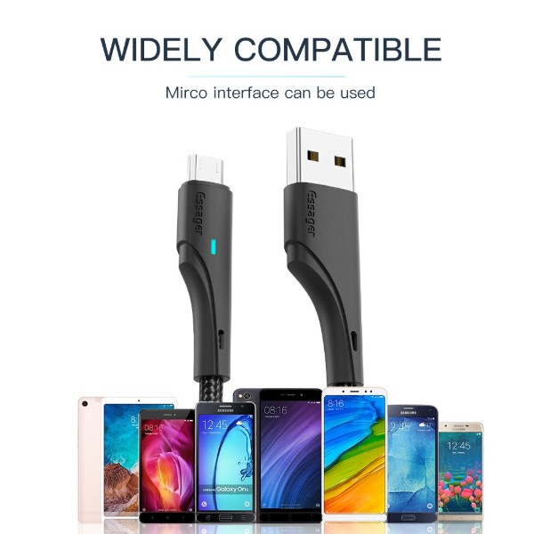 Фото - Кабель Essager Rousseau 3A Fast Charging USB Micro 2.4A 3m Black (EXCM-LSC01)