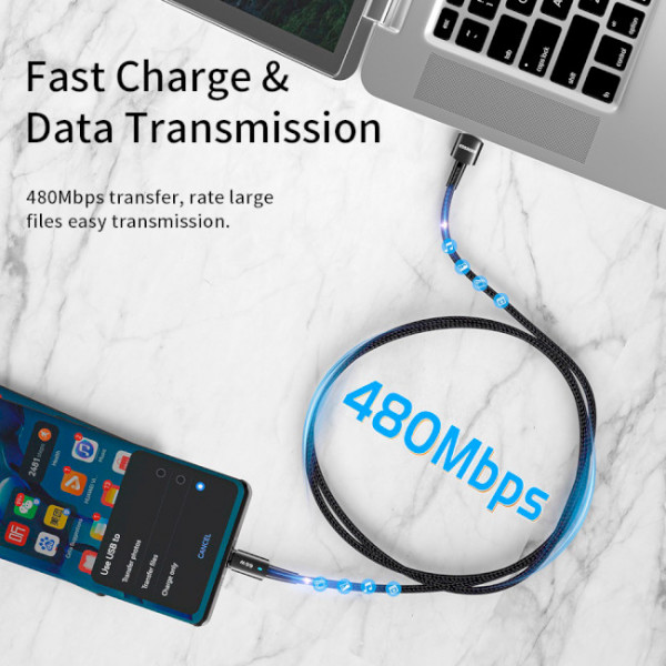 Фото - Кабель синхронізації даних Essager Sunset Type-C 6A USB 0.5m (EXCT-CGB01)