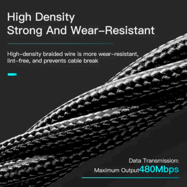 Фото - Кабель Essager Rousseau 3A Fast Charging USB Type C Cable 1m Black (EXCT-LS01)