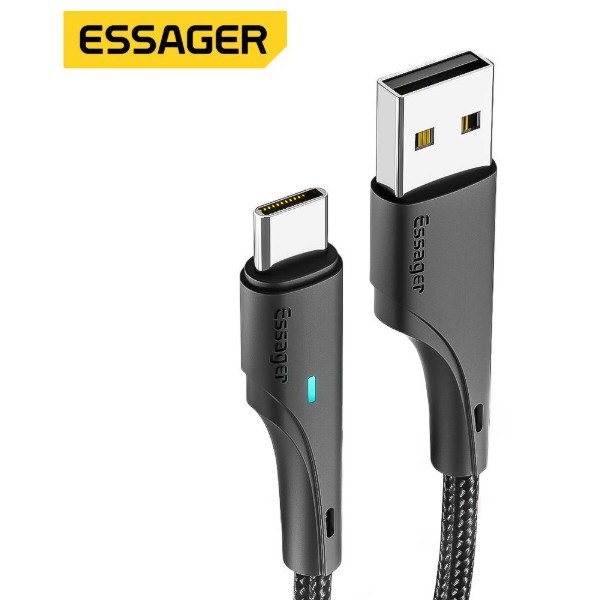 Фото - Кабель Essager Rousseau 3A Fast Charging USB Type C Cable 2m Black (EXCT-LSA01)