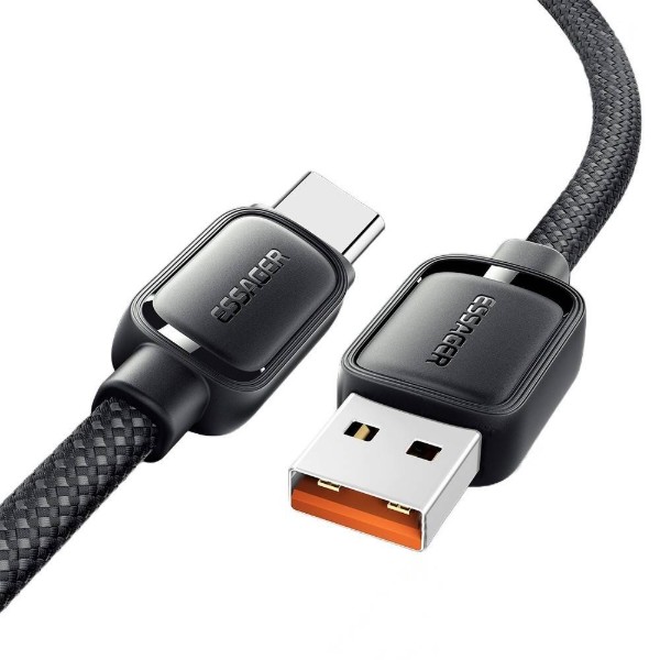 Фото - Кабель Essager Jelly Bean Type-A-Type-C 7A fully compatible magnetic data cable 1M Black (EXCT-TD01-P)
