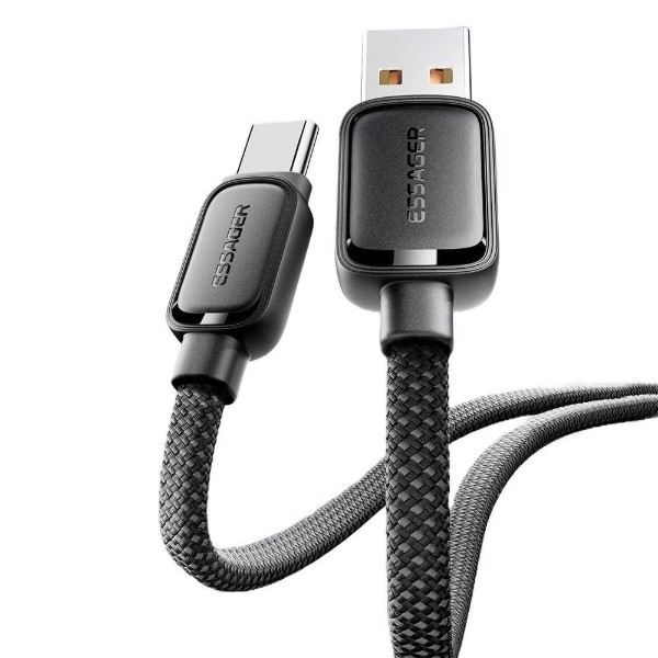 Фото - Кабель Essager Jelly Bean Type-A-Type-C 7A fully compatible magnetic data cable 1M Black (EXCT-TD01-P)