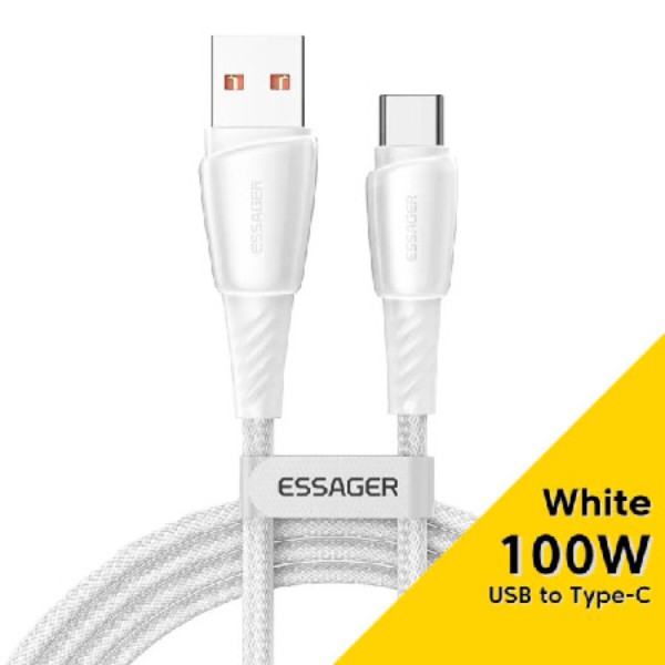 Фото - Кабель Essager Rainbow USB A to Type-C 100W Fast Charging USB Cable 1m White (EXCT1-CH02)