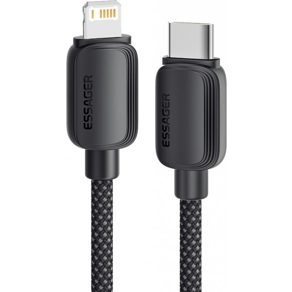 Фото - Кабель синхронізації даних Essager Breeze USB Cable USB-C to Ligthning 2M Black 20W (EXCTL-WLA01-P)
