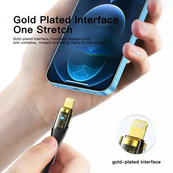 Фото - Кабель Essager Interstellar Transparent Design USB Charging Type C to Lightning 1m Blue (EXCTL-XJ03-P)
