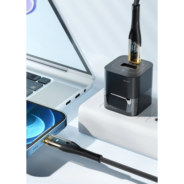 Фото - Кабель Essager Interstellar Transparent Design USB Charging Type C to Lightning 1m Blue (EXCTL-XJ03-P)