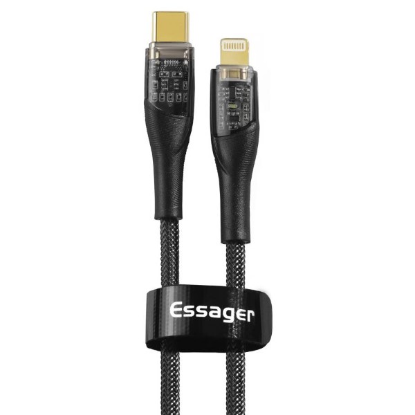 Фото - Кабель Essager Transparent Design USB Charging Cable Type C to Lightning 2m Black (EXCTL-XJA01-P)