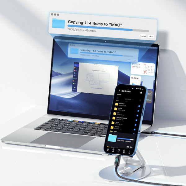 Фото - Кабель синхронізації даних Essager Enjoy LED Digital Display USB Charging Cable Type C to Lightning 29W 1m Black (EXCTL-XY01-P)