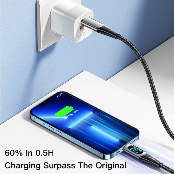 Фото - Кабель Essager LED Digital Display PD 20W Fast Charging Type C to Lightnining USB Cable 1m Black (EXCTL-YD01)