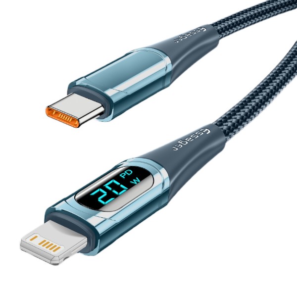 Фото - Кабель Essager LED Digital Display PD 20W Fast Charging Type C to Lightnining USB Cable 2m Blue (EXCTL-YDA03)