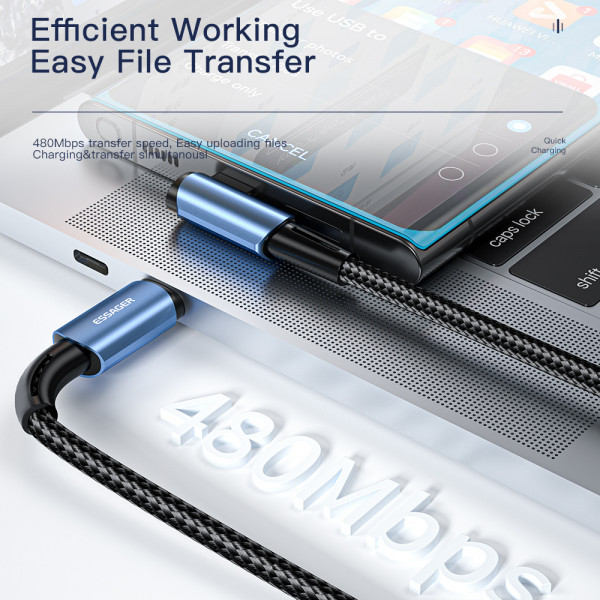 Фото - Кабель Essager Sunset Bend Type 100W Fast Charging Type-C to Type-C USB Cable 3M Black (EXCTT1-CGWTC01)