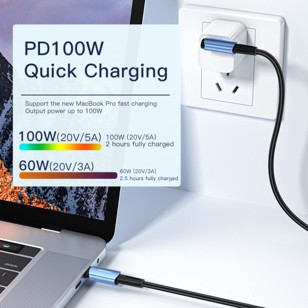 Фото - Кабель Essager Sunset Bend Type 100W Fast Charging Type-C to Type-C USB Cable 3M Black (EXCTT1-CGWTC01)