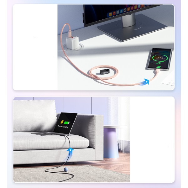 Фото - Кабель Essager Breeze USB Cable Type C to Type C 1M Pink 100W (EXCTT1-WL04-P)