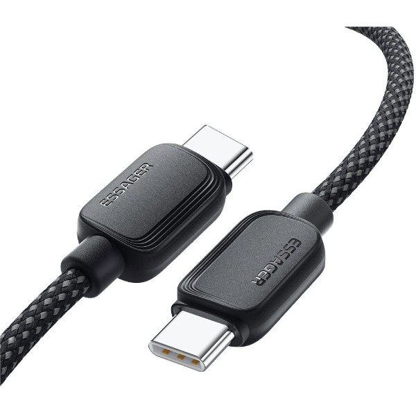 Фото - Кабель Essager Breeze USB Cable Type C to Type C 2M Black 100W (EXCTT1-WLA01-P)