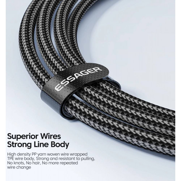 Фото - Кабель синхронізації даних Essager Star 100W USB Charging Cable Type C to Type C 1m Black (EXCTT1-XC01)