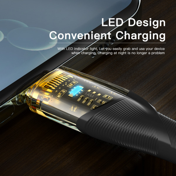 Фото - Кабель Essager Interstellar Transparent Design USB Charging Cable Type C to Type C 100W 2m Black (EXCTT1-XJA01-P)