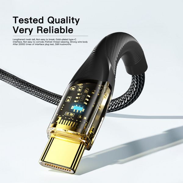 Фото - Кабель Essager Interstellar Transparent Design USB Charging Cable Type C to Type C 100W 2m Black (EXCTT1-XJA01-P)