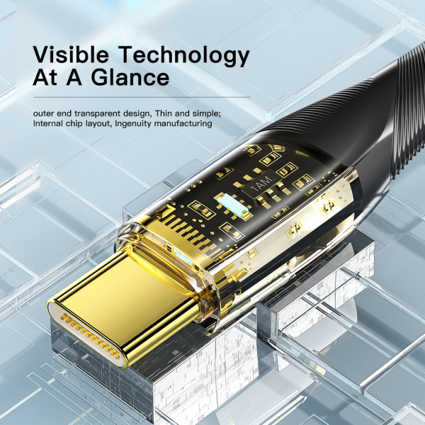 Фото - Кабель Essager Interstellar Transparent Design USB Charging Cable Type C to Type C 100W 2m Black (EXCTT1-XJA01-P)