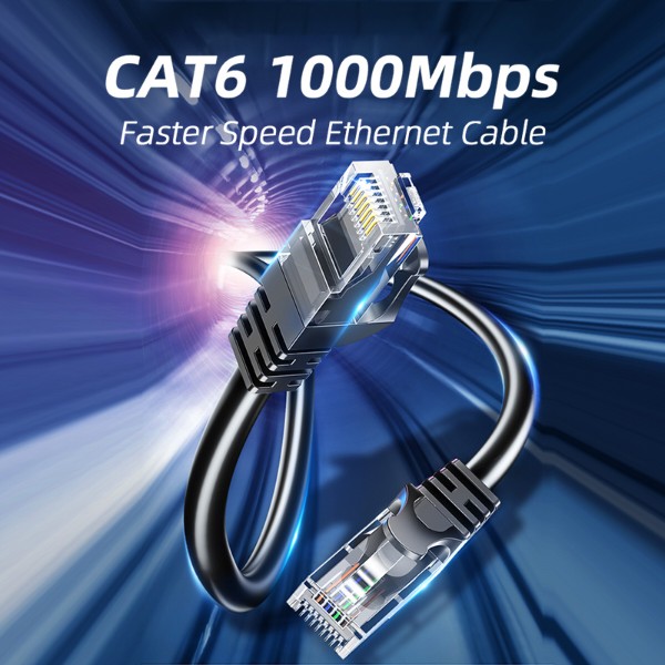 Фото - Кабель патч-корд Essager TopSpeed Cable Ethernet Cat6 RJ45 Splitter Network Flat Cable 2m Black (EXCWXB-JSA01)