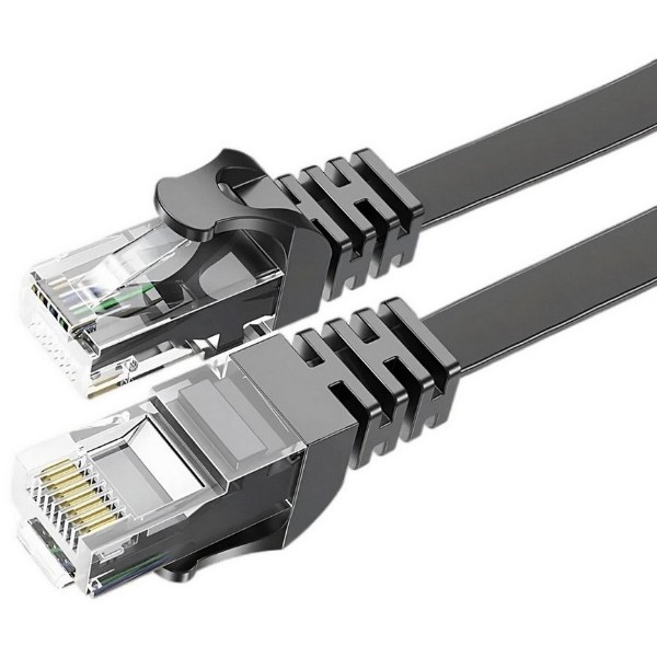 Фото - Кабель патч-корд Essager TopSpeed Cable Ethernet Cat6 RJ45 Splitter Network Flat Cable 15m Black (EXCWXB-JSE01)