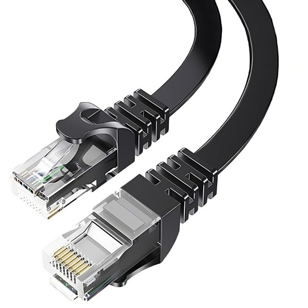 Фото - Кабель патч-корд Essager TopSpeed Cable Ethernet Cat6 RJ45 Splitter Network Flat Cable 15m Black (EXCWXB-JSE01)