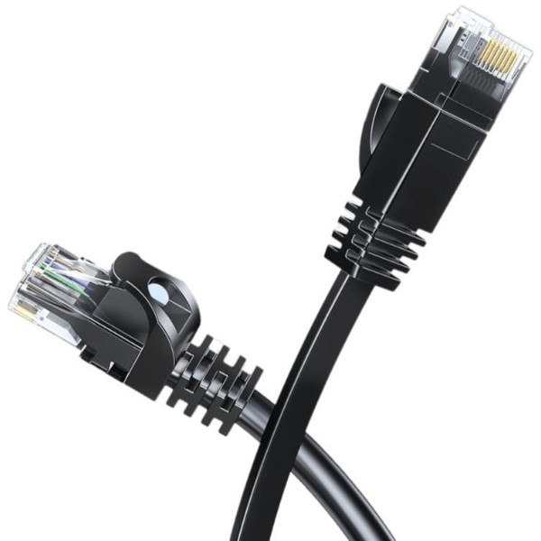 Фото - Кабель патч-корд Essager TopSpeed Cable Ethernet Cat6 RJ45 Splitter Network Round Cable 3m Black (EXCWXY-JSC01)