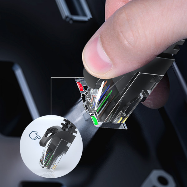 Фото - Кабель патч-корд Essager TopSpeed Cable Ethernet Cat6 RJ45 Splitter Network Round Cable 10m Black (EXCWXY-JSF01)