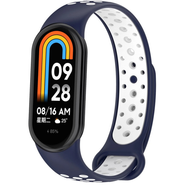 Фото - Ремінець для фітнес-браслета BeCover Vents Style for Xiaomi Mi Smart Band 10 Blue-White (713632)