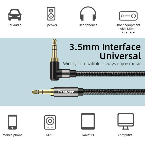 Фото - Кабель 3.5 мм -3.5 мм Essager AUX Cable 3.5mm Jack Audio Cable 3.5 mm Jack Hifi Aux 1.5m (EYP35-WTA01)