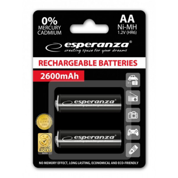 Фото - Акумулятор тип AA Esperanza 2600 mAh 2 шт. (EZA105) Фото - Акумулятор тип AA Esperanza 2600 mAh 2 шт. (EZA105)