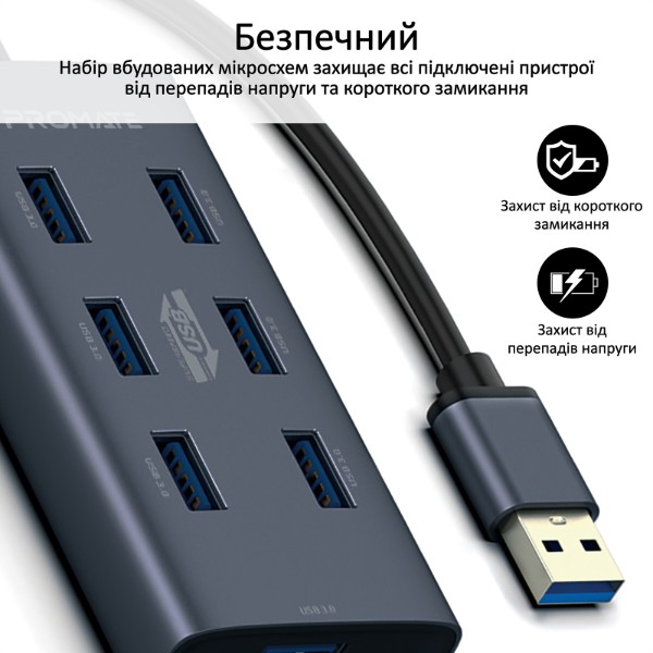 Фото - Хаб USB Promate EZHub-7 Grey