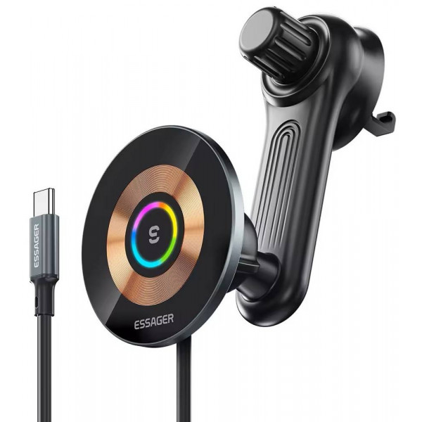 Фото - Автодержатель с беспроводной зарядкой Essager Arpege 15W Magnetic Wirless Car Charger with Phone Holder Function Black (EZJCX-GY01B-Z)