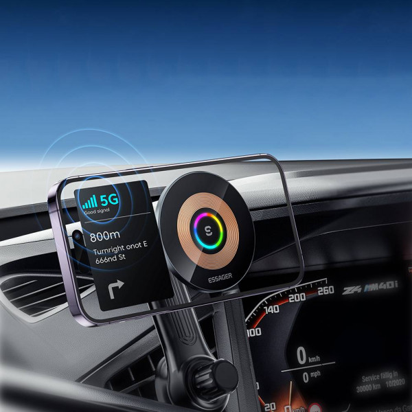 Фото - Автодержатель с беспроводной зарядкой Essager Arpege 15W Magnetic Wirless Car Charger with Phone Holder Function Black (EZJCX-GY01B-Z)