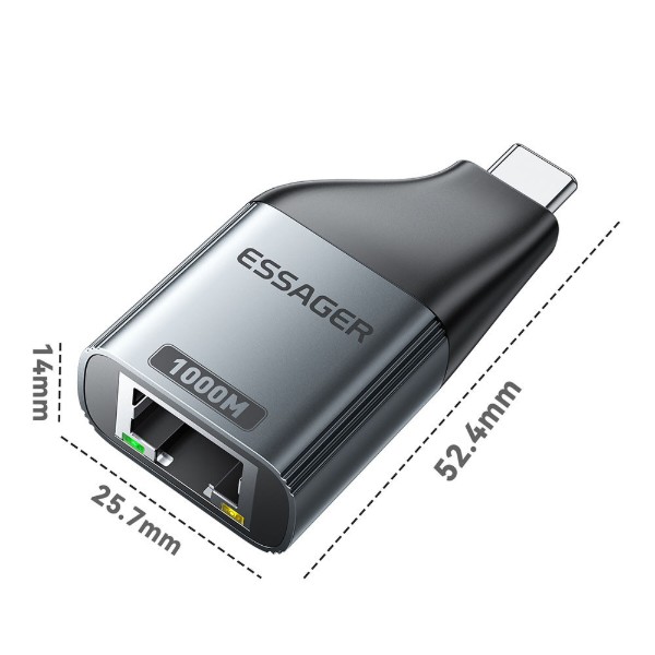Фото - Перехідник Essager Type-C to RJ-45 (EZJRJK-MJ0G-P)