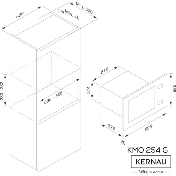 Фото - Микроволновая печь (СВЧ) встраиваемая Kernau KMO 254 G B