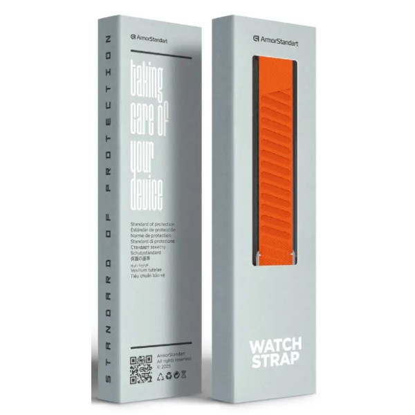 Фото - Ремешок для фитнес-браслета Armorstandart SuperKnit for Whoop 5.0 Orange with Silver (ARM93108)