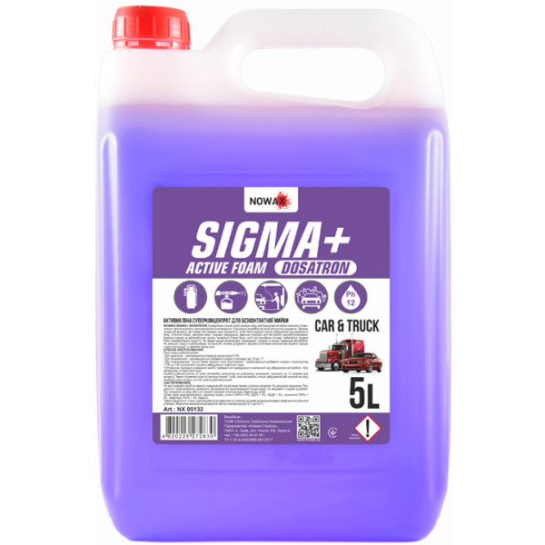 Фото - Піна для мийки авто NOWAX концентрат для безконтактної мийки SIGMA+ 5 л (NX05132)