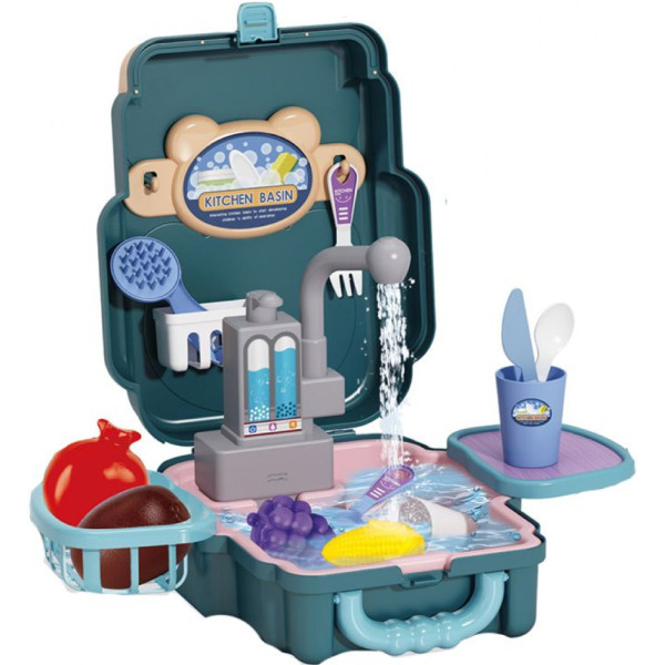 Фото - Сюжетно-ролевая игра. Кухня Bowa кухонная мойка в чемодане 20 дет. (688-106A)