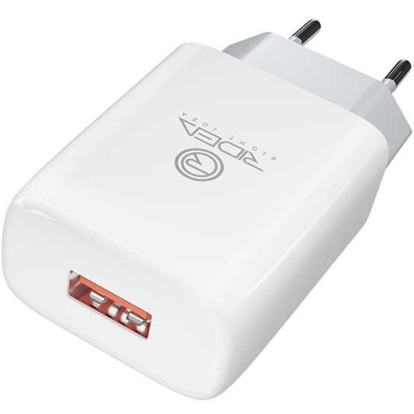 Фото - Мережевий зарядний пристрій Ridea Element 2.1 A White (RW-11011)