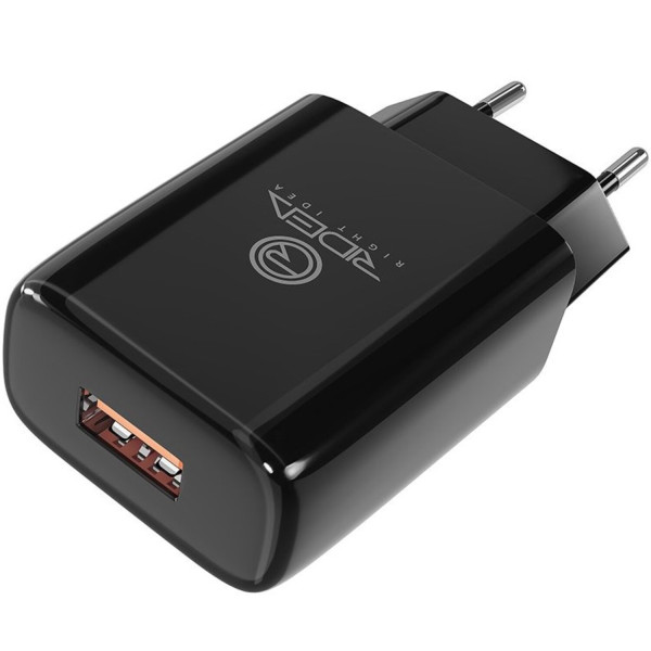 Фото - Сетевое зарядное устройство Ridea Element 2.1 A Black (RW-11011)